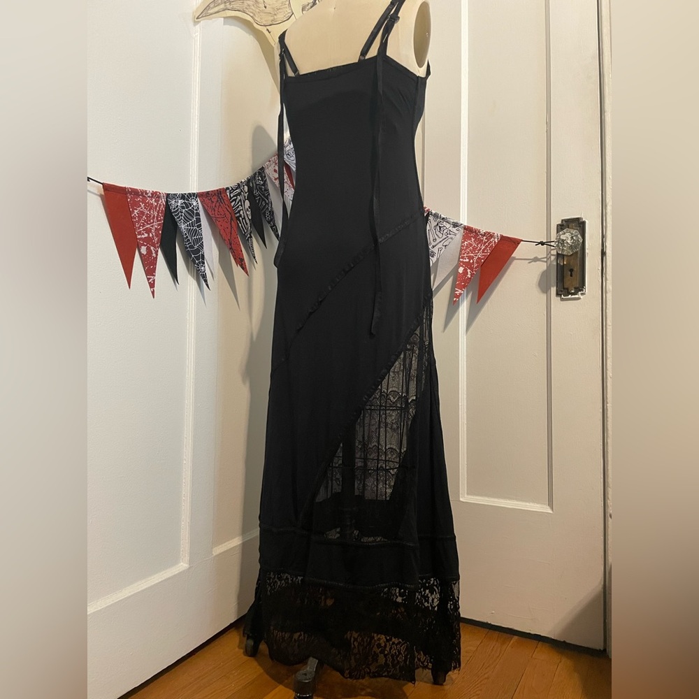 Salvage Med Black Lace and Legs maxi dress